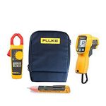 Fluke 323 True-RMS Digital Clamp Meter, 62 MAX+ IR Thermometer, 1AC Volt Detector/Voltstick & C115 Protective Case F (Combo Set KITZ)