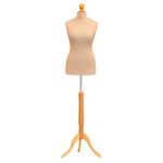 Female Tailors Dummy Bust Size 8/10 Dressmakers Fashion Mannequin Students Cream With Lightwood Stand (Cream)