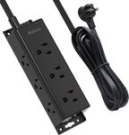 Power Bars with Surge Protector 10Ft - 9 Widely Spaced Multi Outlets, Wall Mount, 3 Side Outlet Extender with Long Extension Cord, Flat Plug for Home Office Dorm, Black