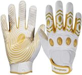 HANDLANDY Lineman Football Gloves for Men, Grip Padded Football Receiver Gloves for Adult (White, X-Large)