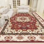 Vamcheer Vintage Area Rug for Living Room - Traditional Floral Print Large Rug with Upgrade Anti-slip PVC Material for Bedroom Classic Carpet Non Shedding for Kitchen, Red, 200x300cm