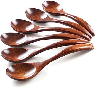 IQCWOOD Korean Wooden Spoon, 6-Piece Wooden Spoons, 7 inch Handmade Natural Asian Wooden Spoons for Soup Coffee Salad Desserts Chips Snacks Cereal and Fruit
