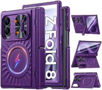 CENMASO Magnetic for Samsung Galaxy Z Fold 8 Case with Stand, Fit for Magsafe, Hinge Protection, Screen Protector, Built-in Dual Hidden Kickstand, Slim Shockproof Case for Galaxy Z Fold 8 Wide-Purple
