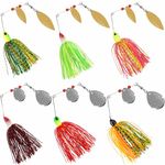 Spinnerbait Bass Fishing Lures Kit, Spinner Baits with Colorado Blades Multicolor Hard Metal Buzzbait Swimbait Jigs for Trout Walleye Pike Salmon Freshwater Saltwater Fishing 6/12pcs