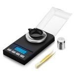 Flexzion Digital Milligram Scale Kit - 50g/0.001g, High Precision Micro Scale, Jewelry Scale, Powder Scale, Reloading Scale, Mg Scale for Weighing Powders & Medicine, Includes 50g Calibration Weight