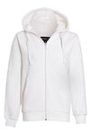 Imporio 11® Women Ladies Plain Oversized Hoodie Top With Zip Hoodies Sweatshirt Top Jumper Fleece Jacket Hoodies UK 8-20 (S UK 8-10, White)