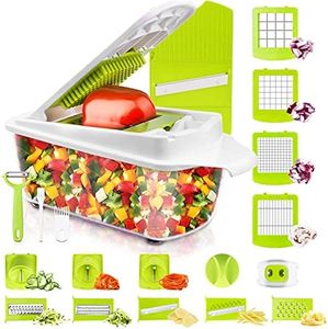 Vegetable Chopper and Slicer Dicer for Kitchen 23 PCS Veggie Slicer and Chopper Vegetable Cutter Cooking Accessories Gadget Stuff Salad Maker Dicing Machine Potato Fruit Chopper with Container