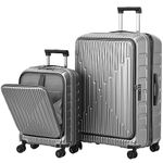 Kaleenie 2 Pieces 19/29 Luggage Sets, 19 Inch Carry On Luggage with Front Pocket & 29 Inch Side Opening Suitcase, Ligthweight ABS+PC Hardshell, Gray