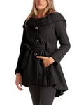 Steve Madden Women's Single Breasted Wool Coat, Black, Large