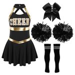 Kaerm Cheer Leader Costume for Girls Halloween Fancy Dress Up Party Carnival Festival Cheerleading Outfits B Black&White 9-10 Years