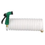 Seachoice Coiled Washdown Hose w/Sprayer and Brass Fittings, 25 Ft., White