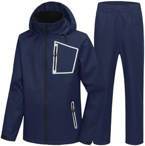 SWISSWELL Men's Rain Suit Golf Rain Gear for Men Waterproof Work Heavy Duty Rain Jacket and Pants Navy Large