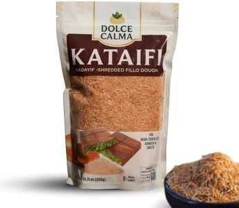 Dolce Calma Premium Roasted Kataifi Dough (400g / 14.1oz) – Kadayif for Dubai Chocolate Bar, Kunafa & Baklava Desserts, Finely Shredded Fillo, Resealable Bag, Phyllo for Pistachio Cream Bakery Knafeh