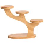 Wood Small Plant Stand 3 Tier Window Sill Plant Shelf Round Tabletop Plant Stand Desktop Plant Stand for Office/Bedroom/Dining Room/Study Space-saving