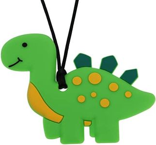 Panny & Mody Australian Local Manufacturer Stegosaurus Chew Necklace for Boys and Girls, BPA Free Silicone Dinosaur Pendant Chewable Jewellery Oral Motor Sticks for Kids with ADHD, Teething, Autism, Biting, Sensory Needs - Green