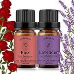 yethious Rose Lavender Essential Oil Set Pure Rose Essential Oil Organic Aromatherapy Oil for Diffuser, Massage, Skin Care 2 x10ml