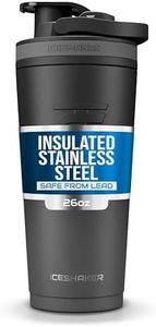 Ice Shaker Insulated Stainless Steel Shaker Bottle | 26oz, Grey Color Rush | Cold for 24+ Hours | Insulated Cup with Twist-on Agitator | Odor-Free Bottle for Shakes, Water, Smoothies, Cocktails