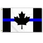 3×5 FT Thin Blue Line Canada Flag, Large 100D Honoring Law Enforcement Officer Black Canadian National Outdoor Banner,ThinBlue Police Doube Side Printing Decor for Patio Garden with Brass Gromment