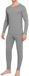 Ekouaer Men Thin Thermal Underwear Set Soft Long Johns Set 2 Pcs Warm Base Layer Top & Bottom for Cold Weather Light Grey XXXL