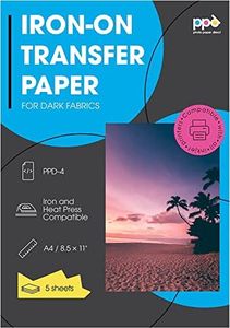 PPD Papier Transfert Jet D'Encre (Inkjet) à repasser sur T-shirts/Textiles Noirs ou Foncés - A4 x 5 Feuilles PPD-4-5