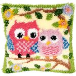 GemJelry Latch Hook Kits for Adults Kids DIY Animal Owl Pillow Cover Beginner Cross Stitch Kits with Preprinted Canvas Crochet Yarn Embroidery Hooking Kit Sofa Home Decor 17'' X 17''