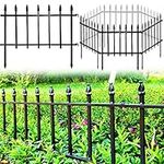 Thealyn Metal Decorative Garden Fence 22" Wide x 18" High (5 Panels, Total Length 9.17 feet), Metal Border Folding Fence, Landscape Fencing for Flower Bed, Yard, Animal Barrier (Black)