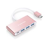 LENTION 4-in-1 USB-C Hub with 3 USB 3.0 and Type C Power Delivery Compatible 2022-2016 MacBook Pro 13/15/16, New Mac Air/Surface, ChromeBook, More, Multiport Charging Adapter (CB-C13se, Rose Gold)