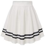 FRAULEIN Girl's/Women's Classic Stretchy All Time Trendy Striped Solid Skater Skirts with Attached Inner Shorts (XXS, White Skater Stripes)