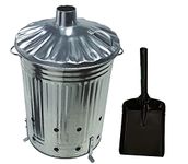 Srendi® 90 Litre 90L Extra Large Galvanised Metal Incinerator Recycle Garden Rubbish Fire Burning Binwith FREE SHOVEL