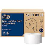 Tork Advanced 12013903 Mini Jumbo Bath Tissue Roll, 1-Ply, 7.36" Diameter, 3.55" Width x 1,200' Length, White (Case of 12 Rolls, 1,200' per Roll, 14,400 Feet)