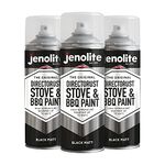 JENOLITE Directorust BBQ & Stove Spray Paint | BLACK | 3x400ml | Very High Temperature Paint Up to 650°C | Barbecue Paint, Stove Paint, Chimineas, Wood Burner, Automotive, Fire Screens & Surrounds