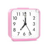 Ankilo Newest Analog Alarm Clock, Silent Non Ticking Small Clock, Travel Alarm Clock with Light, Snooze, Ascending Beep Sounds, Battery Operated Loud Alarm Clock for Home, Kids, Pink