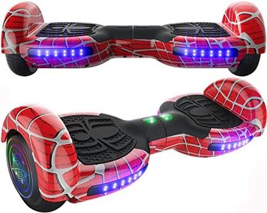 EMAXUSA, Spider-Pattern Hoverboard for Kids Ages 6-12, with Bluetooth Speaker and LED Lights 6.5" Hover Board, UL2272 Safety Certified (Red)