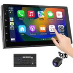 Haudio 7 Inch Double Din Wireless Car Screen for Apple CarPlay & Android Auto,with Backup Camera,Mirror Link, Bluetooth, Voice Control, GPS Navigation for All Cars |CarPlay Screen (RAM 2GB+ROM 32GB)
