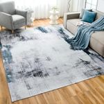 CHOSHOME Washable Rugs Living Room Non Slip Area Rugs for Bedroom Machine Washable Outdoor Rug Soft Short Pile Large Living Room Rug Abstract Modern Blue Rug Non Shedding Dense Rugs by 120x170CM