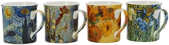 Lesser & Pavey Set of 4 Assorted Mugs Van Gogh, Fine China, Multicolour, 4 Count (Pack of 1)