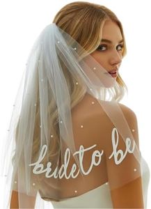 LUCKLY Bride to Be Veil for Bachelorette Party, White Pearl Veil Bride To Be Headband Decorations-Wedding Bridal Shower Accessories for Engagement Supplies Wedding Gift