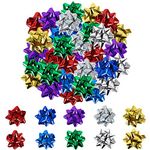 Gukasxi 50 Pieces Gift Bows, Decorative Bows For Christmas And Birthday Presents, 5 Colors Ribbon Bows For Gift Wrapping, 5cm Large Pull Bows Perfect For Christmas Party Favors Decorations