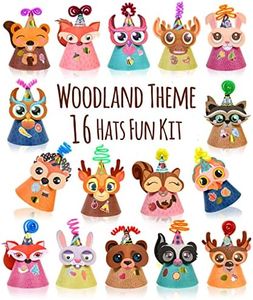 Woodland Animal Themed Party Hats Making Kit c/w Chenille Stems & Stickers. Group Activities, DIY Art Craft Home Project. Birthday, Christmas, Easter & Fiesta Decoration for Kid