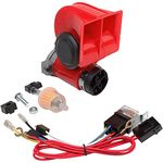 AOLIHAN Car Horn,Train Horns kit for trucks,Air Horn for Motorcycle,Train Sound Car Horn Kit 12V Super Loud Electric Bull Horn(red horn with wire, 12v)