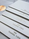 RUN2PRINT White Thank You Cards With Envelopes & Gift of 36 Foiled Stickers - Elegant Emboss Rose Gold Foil Pressed Blank Notes Wedding All Occasion Cards