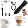 Zulay Kitchen Rechargeable Milk Frother Handheld - Frother Wand, Drink Mixer, Electric Whisk Frother, for Cappuccinos, Matcha & Protein Powder - Dynamic 3 Whisk, 3 Speed 500mAh Black