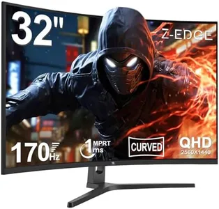 Z-Edge 32 inch Curved Gaming Monitor, 16:9 QHD 2K 2560x1440 170/144Hz 1ms Frameless LED Gaming Monitor, AMD Freesync Premium Display Port HDMI