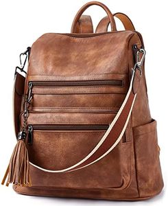 BROMEN Backpack Purses for Women Large Travel Vegan Leather Backpack College Shoulder Bag with Tassel Brown