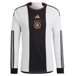 adidas Men's Soccer Germany 2022 Long Sleeve Home Jersey - with Moisture-Absorbing AEROREADY, White / Black, X-Large