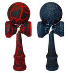 2 PACK - The Best Kendama For All Kinds Of Fun (full size) - 2-Pack - Awesome Colors: Red/Black Crackle and Blue/Black Crackle -Solid Wood - A Tool To Create Better Hand And Eye Coordination - KENDAMA TOY CO.