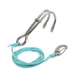 DEWIN Diving Drift Hook, Stainless Steel Scuba Double Reef Hook with Luminous Nylon Line, Water Sports Safety Tools for Cave or Drift Diving, Underwater Activities