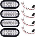 Astra Depot 4pcs Oval Sealed 24-LED White Reverse Backup Tail Light + wiring Plug Kit Truck Trailer RV