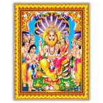 Pavan Photo Laminations Lakshmi Narasimha Swamy Lord Narsingh Bhagwan Wall Painting Framed Home Decor (Wood,Matte,Gold,Big Size,10 x 12 Inch) R595M