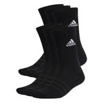 adidas Unisex Cushioned Sportswear Crew Socks 6 Pairs, Black / White, 4.5-6